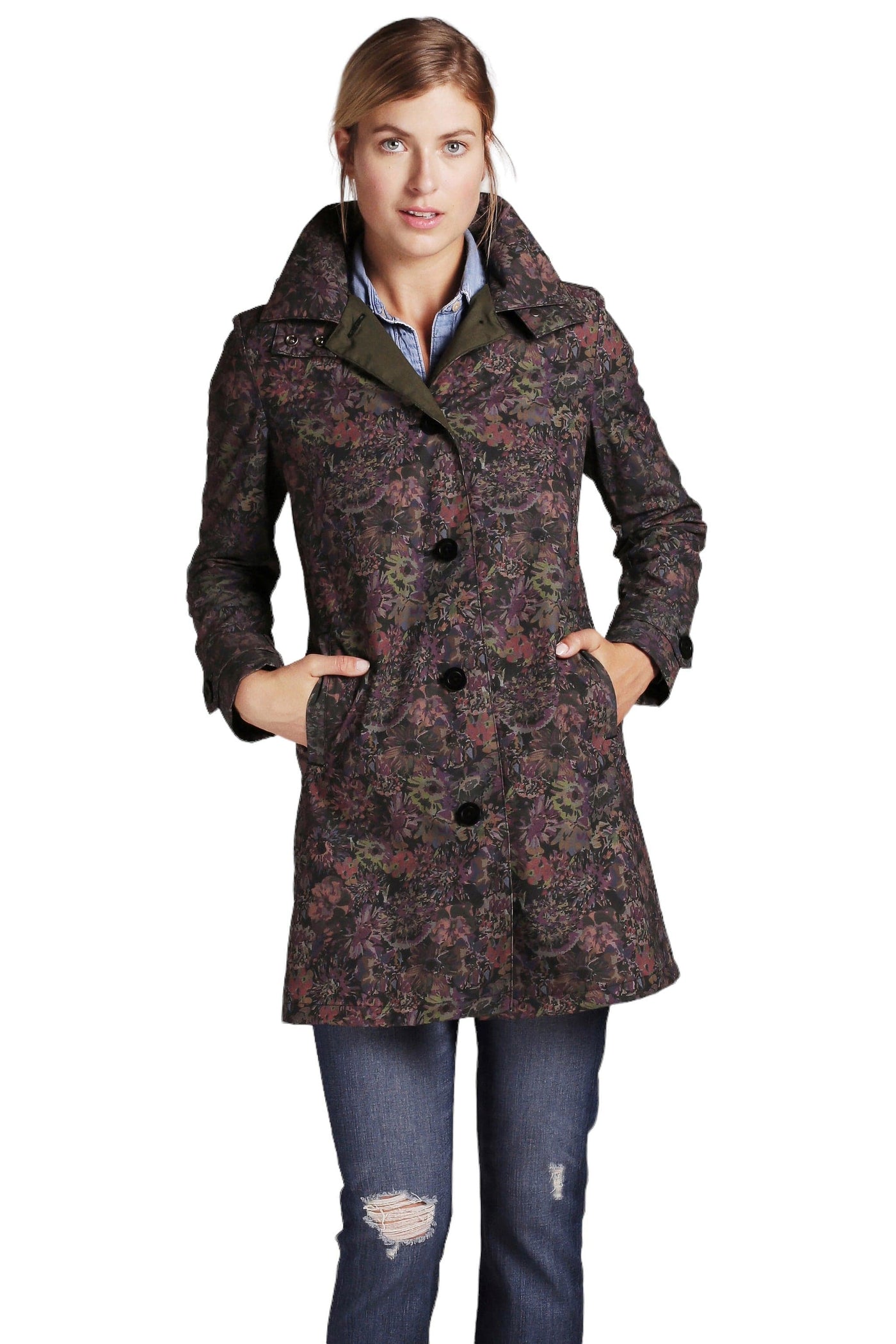 FELLER Outerwear Painted Floral / XS Queen Anne Trench